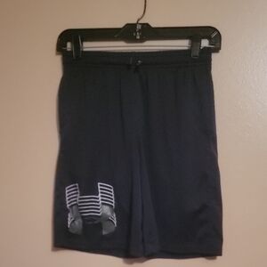 Under Armour Boy's Black Shorts with White Logo Accent